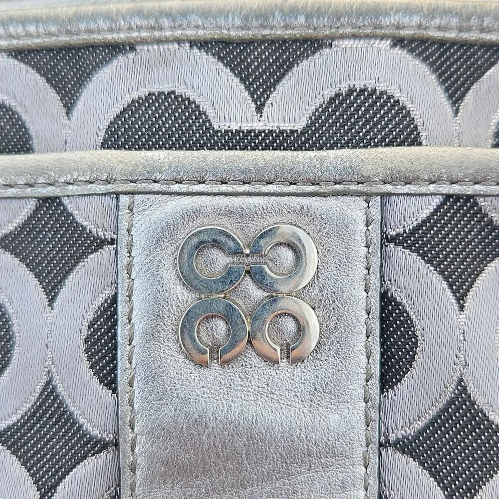 Coach Metallic Silver Signature Crossbody Bag